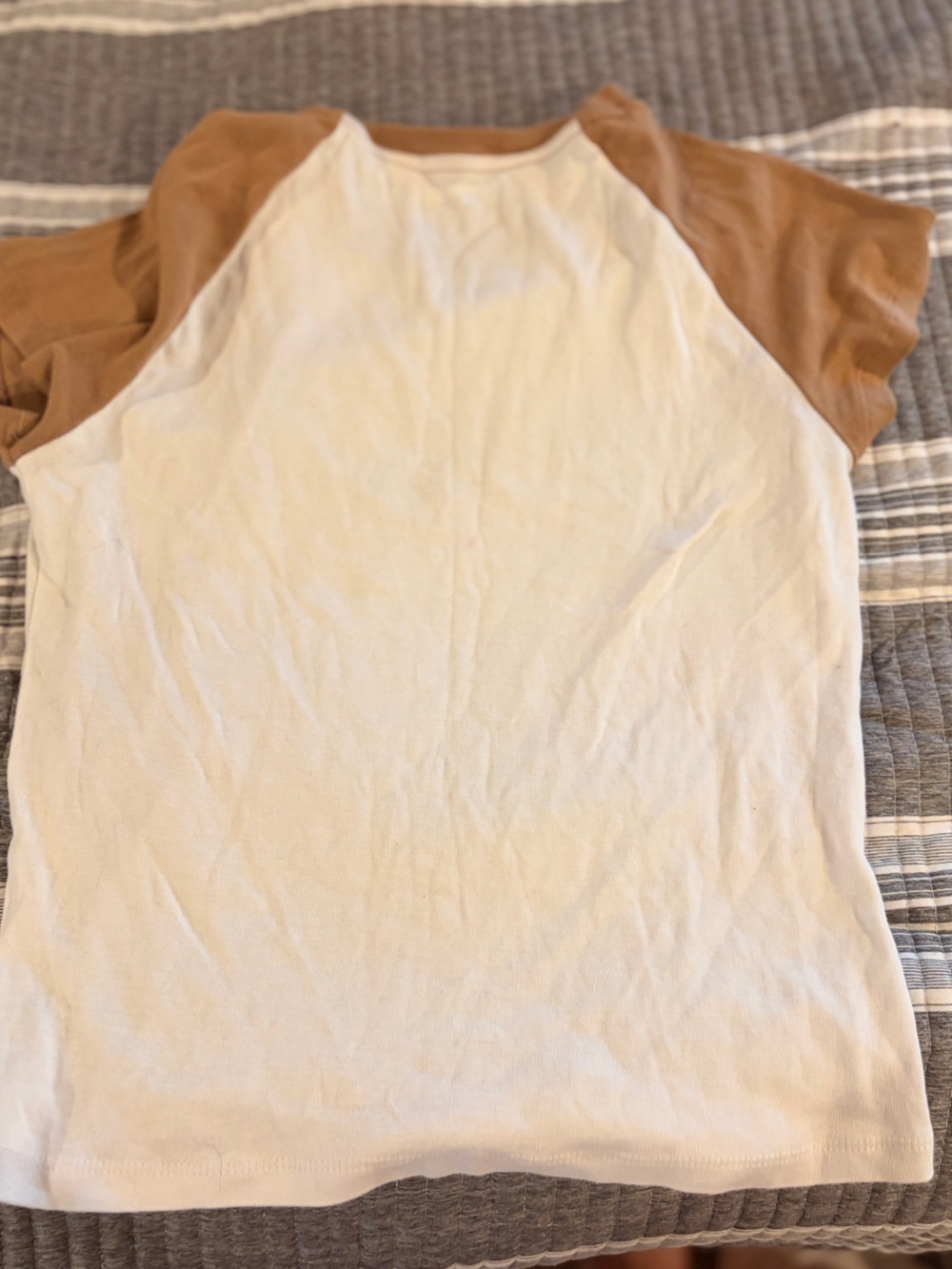 Women’s Size LargeShort Sleeve Raglan Tee with Teddy Embroidery - Cream & Brown - Picture 4 of 4
